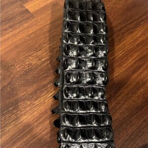Black Crocodile Embossed Belt